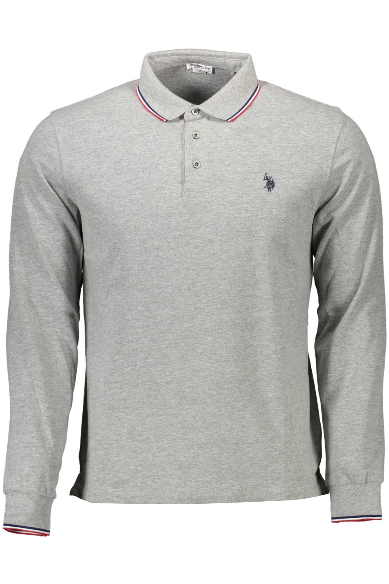 U.S. POLO ASSN. Elegant Long-Sleeved Gray Polo with Contrasting Details