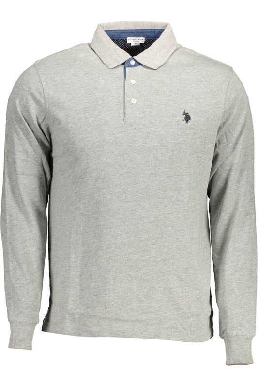 U.S. POLO ASSN. Elegant Gray Long-Sleeved Polo with Elbow Patches