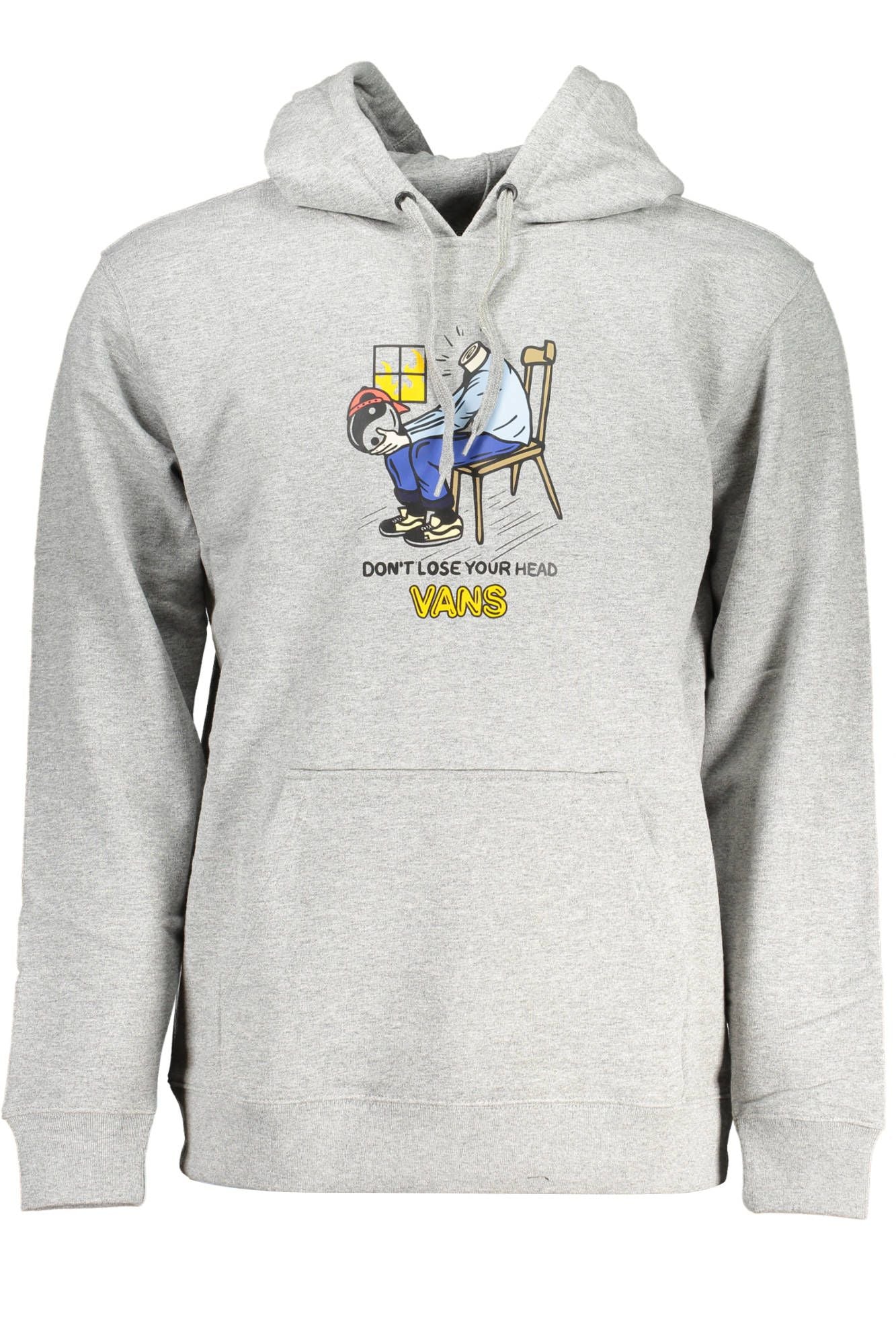 Vans Gray Cotton Hooded Sweatshirt with Logo Print