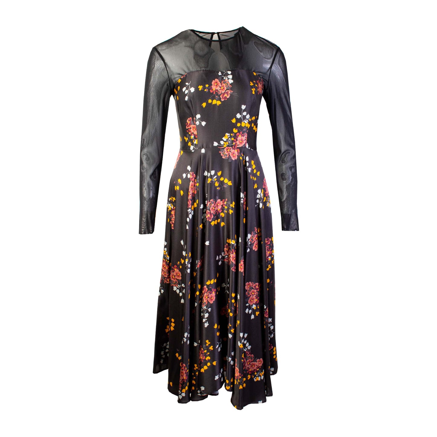 Lardini Black printed long Dress with tulle details