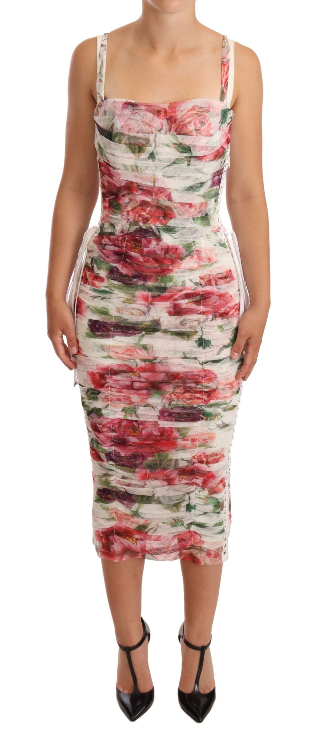 Dolce & Gabbana Elegant Floral Print Midi Sheath Dress