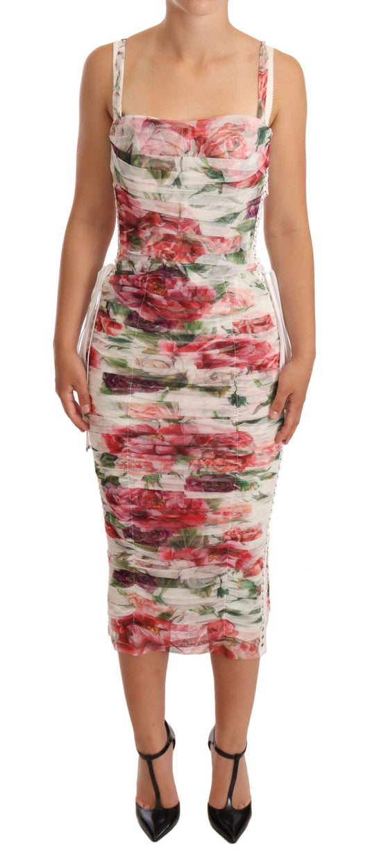 Dolce & Gabbana Elegant Floral Print Midi Sheath Dress